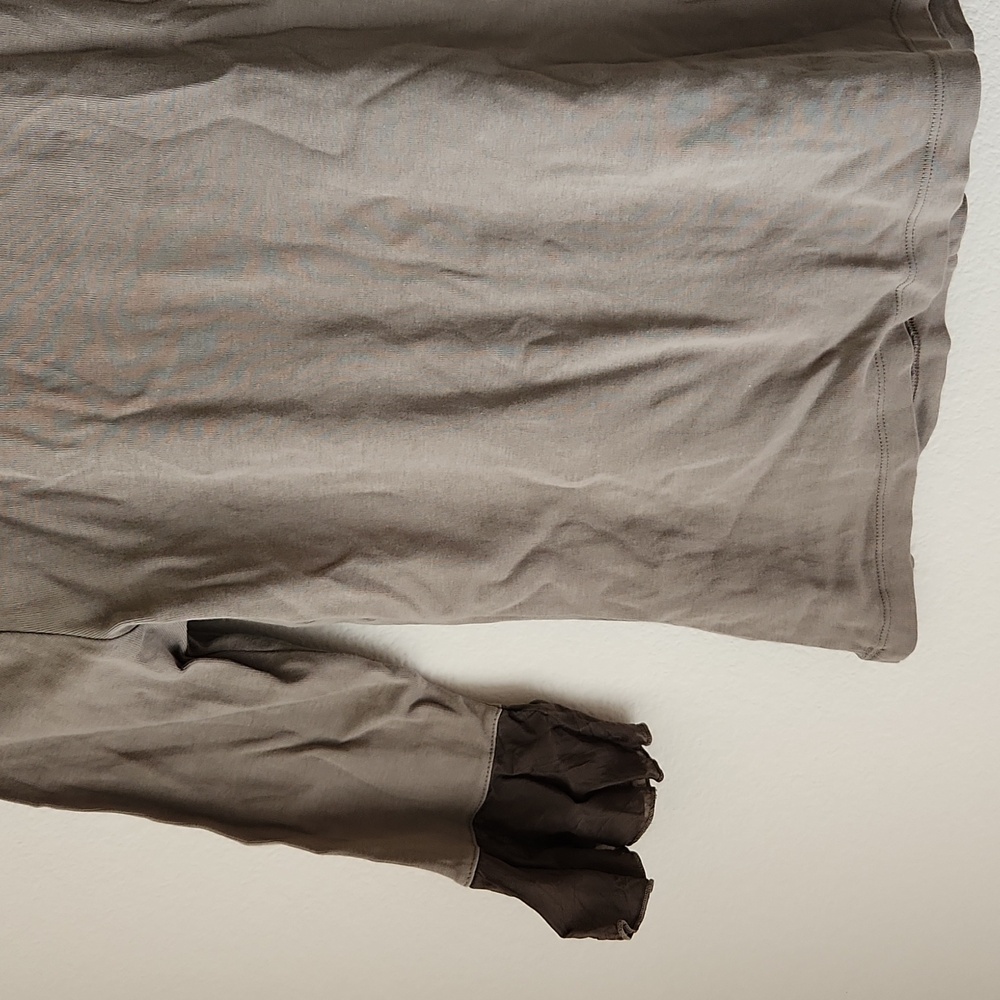 Soft Surroundings Taupe and Brown Ruffle Top - Picture 9 of 11